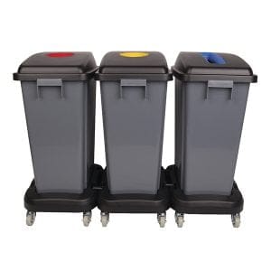 3 x 60L Dolly Recycling Bin Combo Unit